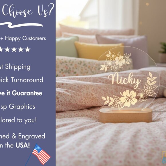 Hawaii Flower LED Name Lamp • Personalized Light-Up Sign • Boho Gift - Picture 4 of 8